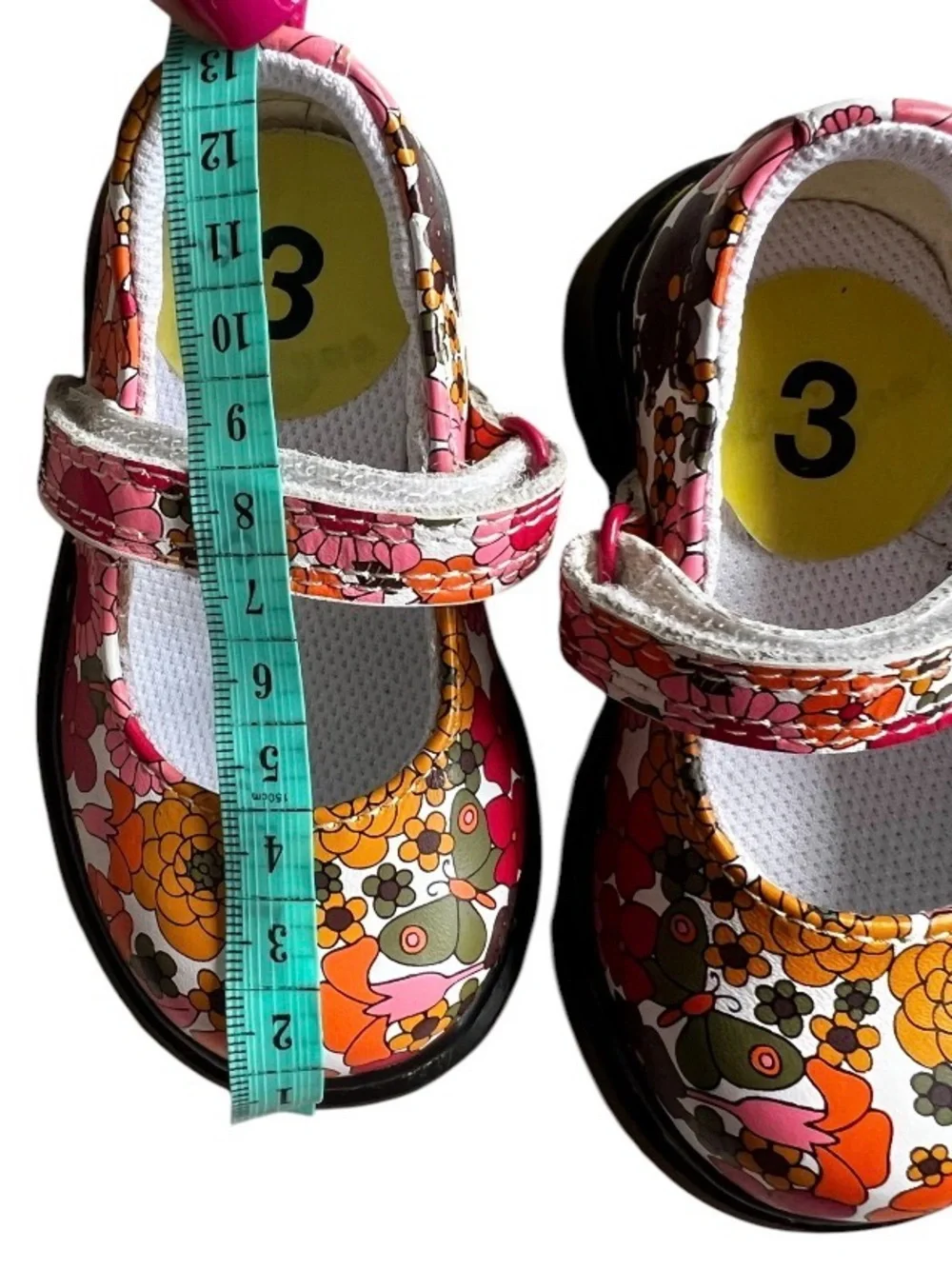 New Dr Martens Style Mary Jane Floral Orange Toddler Girls Shoes Sz 3 Authentic